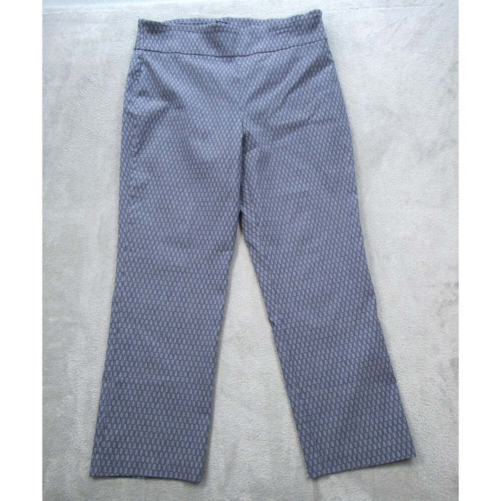 Attyre New York Pants Women's Petites Sz 14P Pull-on Crop Blue Geometric Pull-on